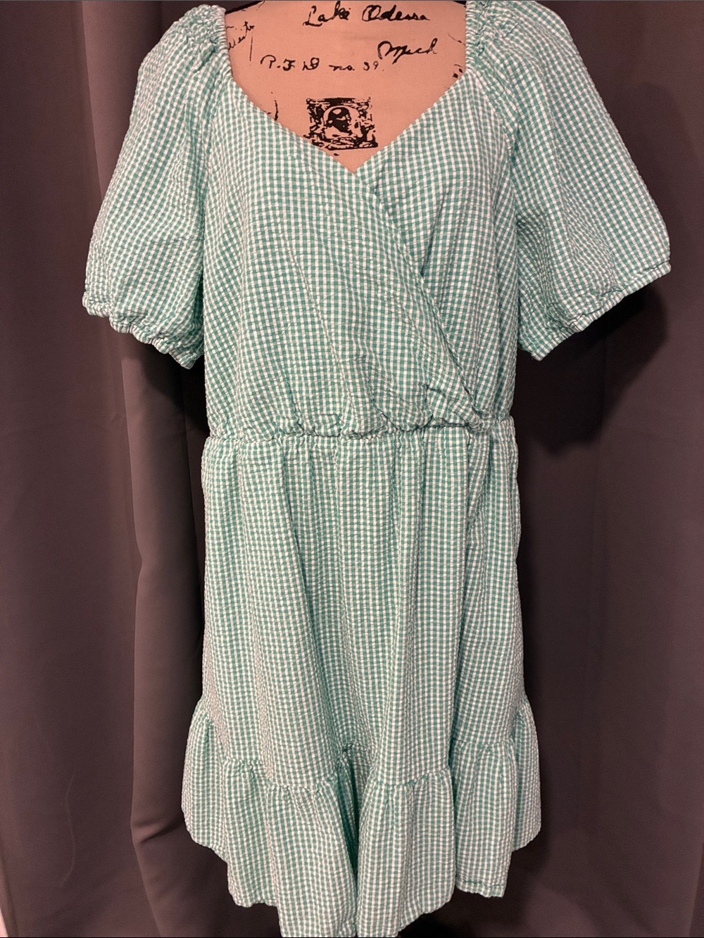 Draper James Gingham Puff-Sleeve Mini Dress